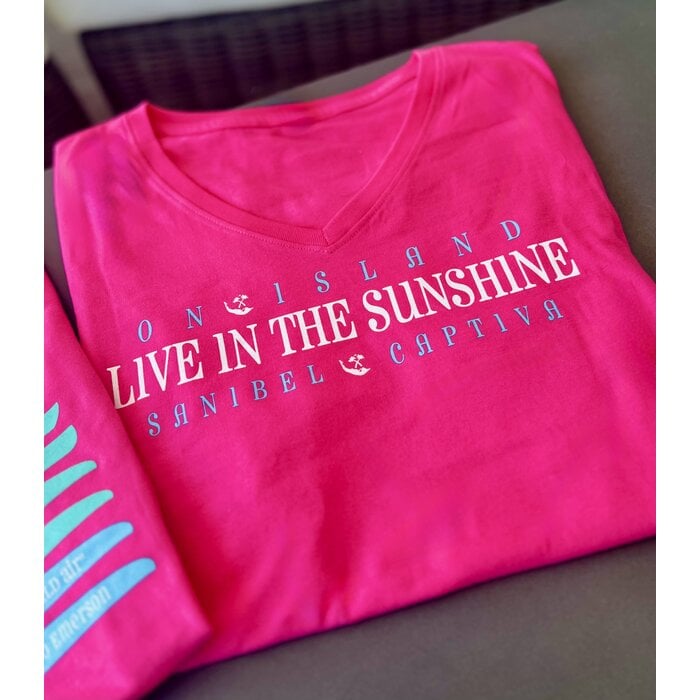 Live In The Sunshine Ladies V-Neck Pink