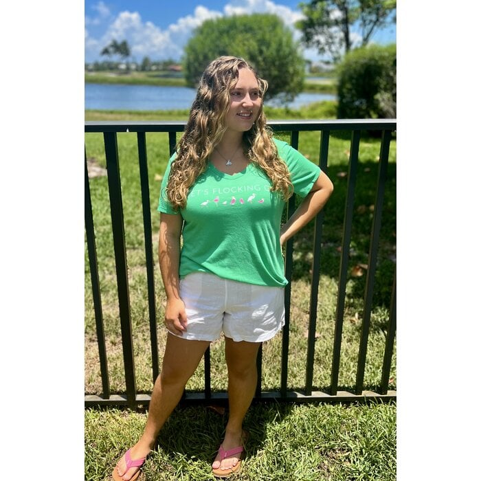 Let's Flocking Go Ladies Vneck - Green