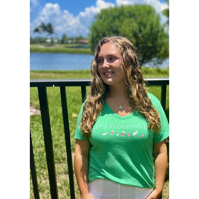 Let's Flocking Go Ladies Vneck - Green
