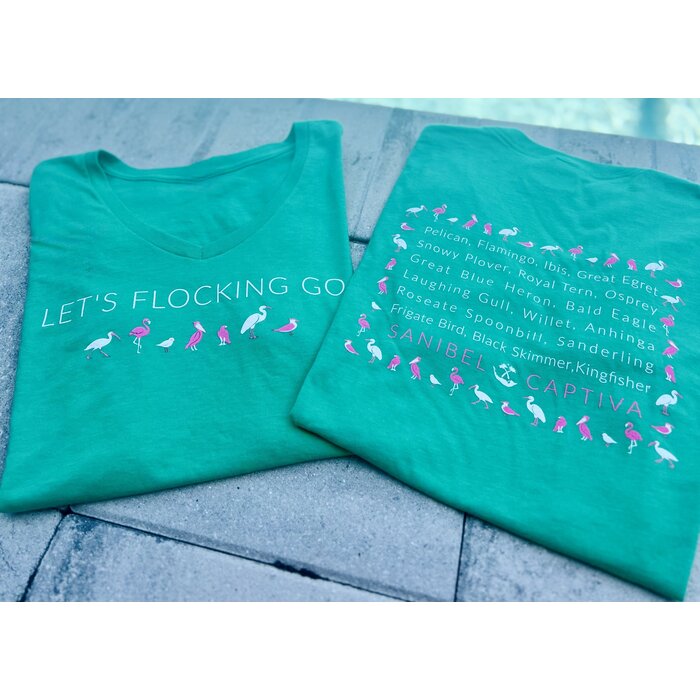 Let's Flocking Go Ladies Vneck - Green
