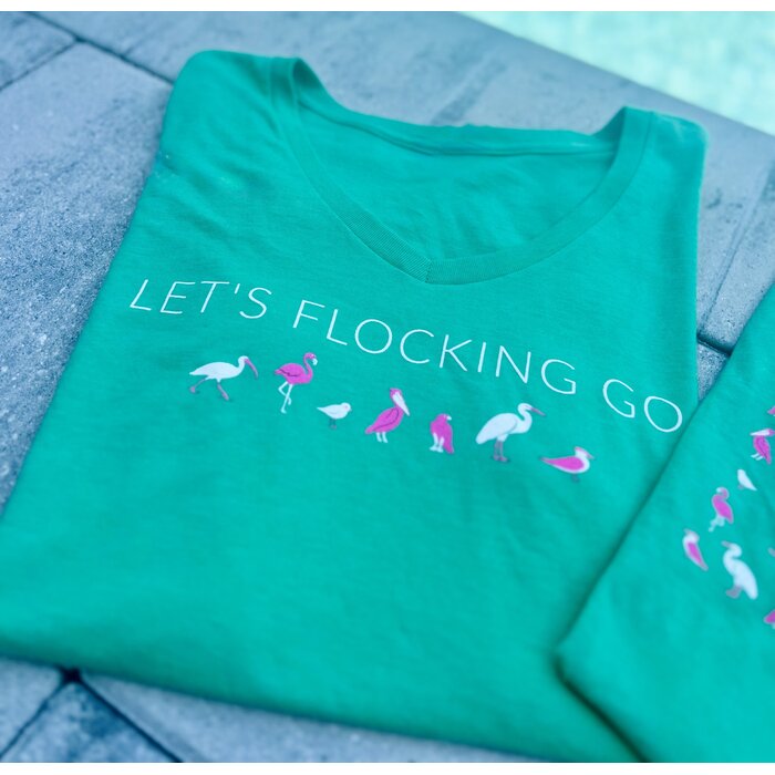 Let's Flocking Go Ladies Vneck - Green
