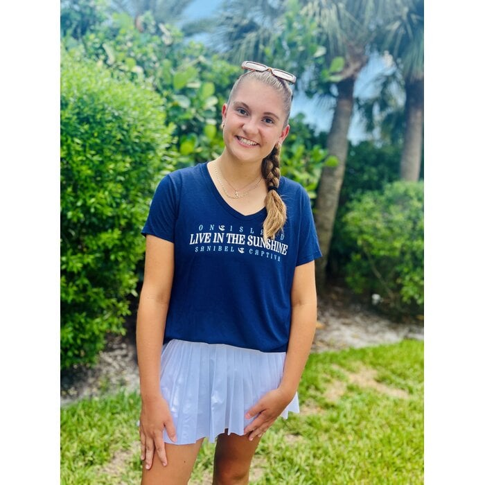 Live In The Sunshine Ladies V-Neck - Navy