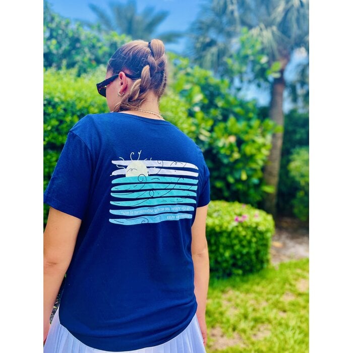 Live In The Sunshine Ladies V-Neck - Navy