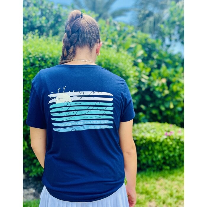 Live In The Sunshine Ladies V-Neck - Navy