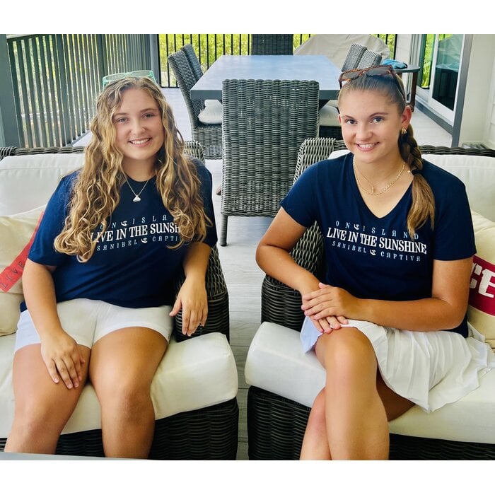Live In The Sunshine Ladies V-Neck - Navy