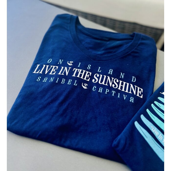 Live In The Sunshine Ladies V-Neck - Navy