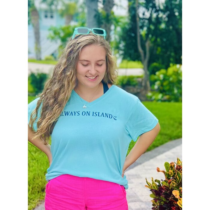 The List - Ladies Short Sleeve V-neck- Mint