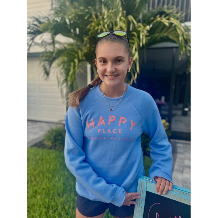 Happy Place Coordinate Sweatshirt - Light Blue