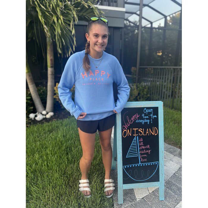 Happy Place Coordinate Sweatshirt - Light Blue