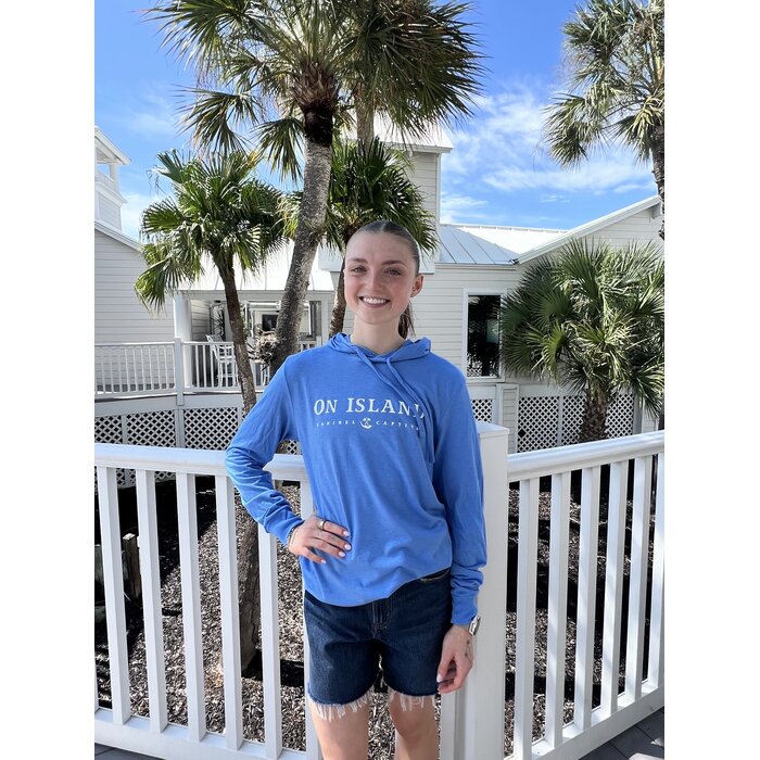On Island Lightweight T-Shirt Hoodie - Blue
