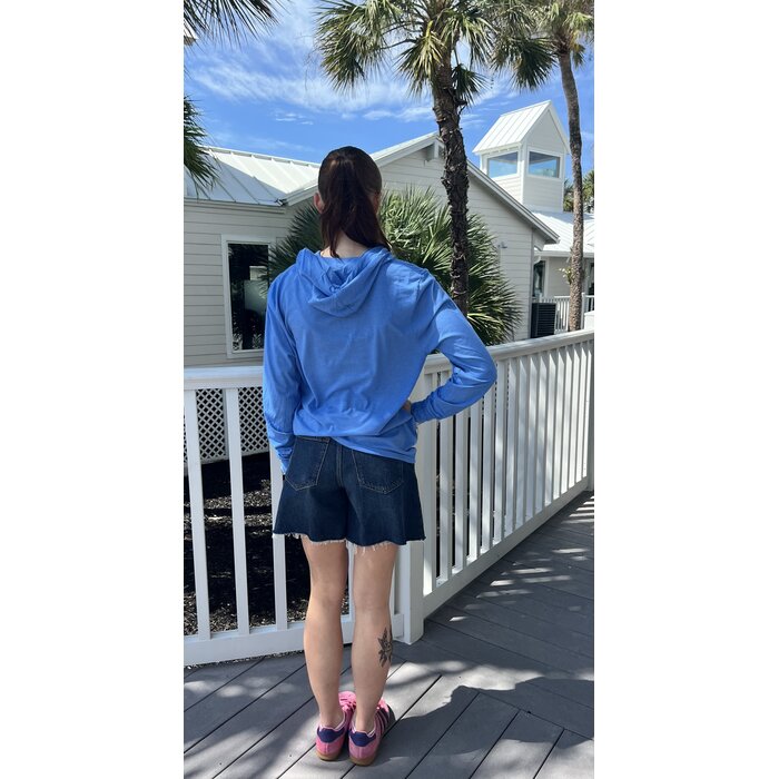 On Island Lightweight T-Shirt Hoodie - Blue