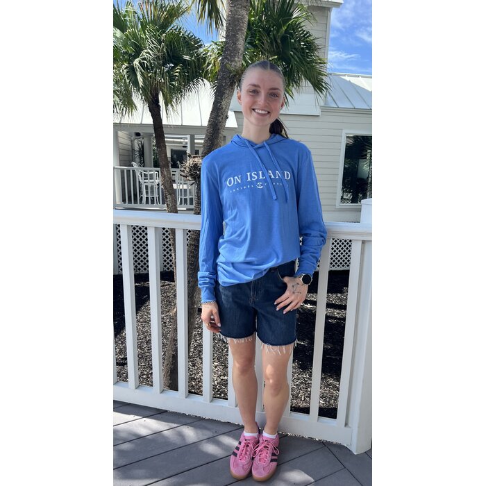 On Island Lightweight T-Shirt Hoodie - Blue