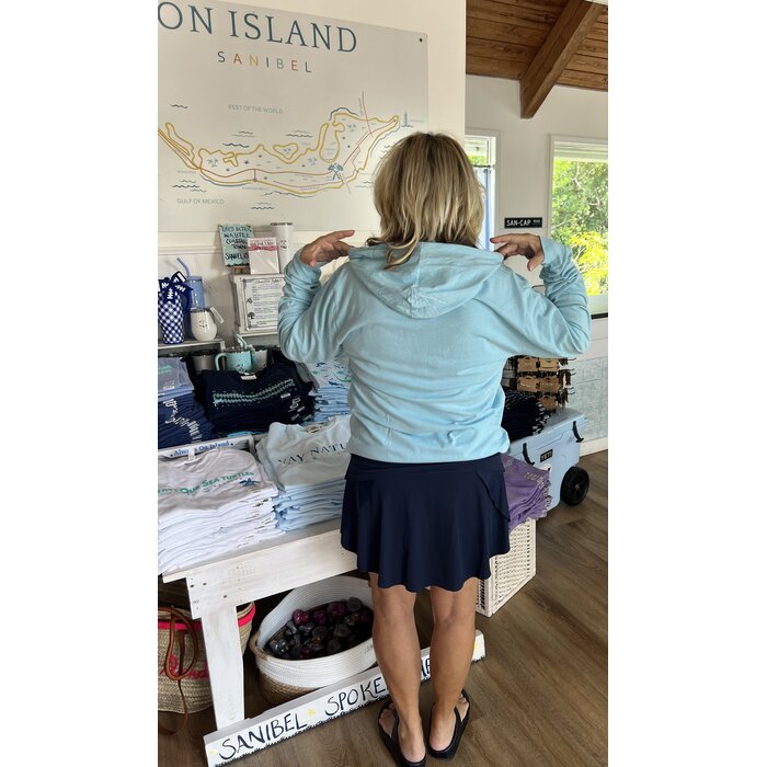 On Island Lightweight T-Shirt Hoodie - Aqua