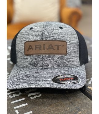 M&F Western Ariat Heather Grey Leather Patch Cap