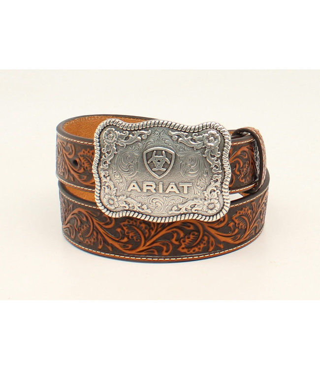 Ariat Chocolate Tooled Belt With Ariat Buckle A1020467 R2
