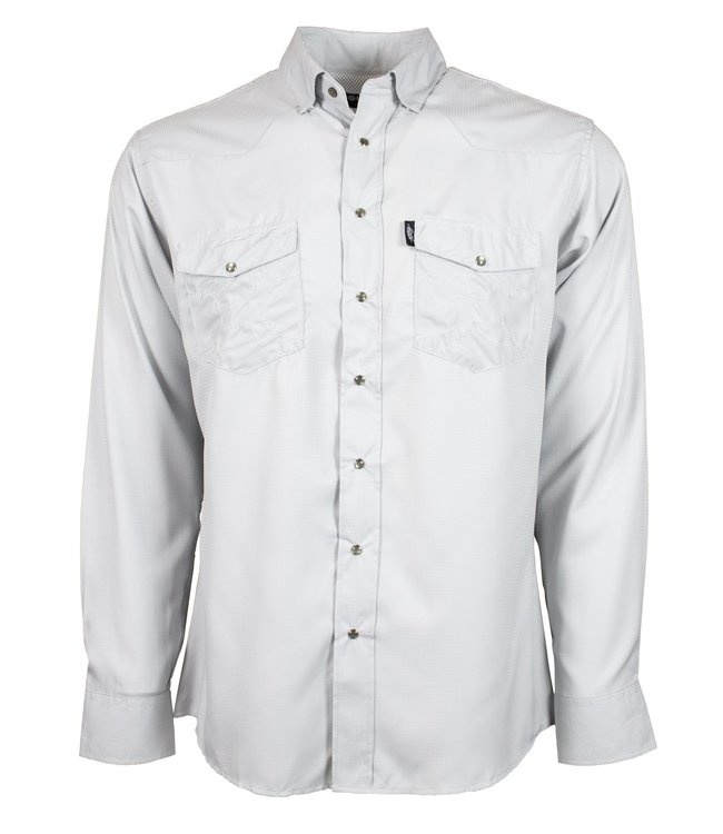 Men's White Diamonds Long Sleeve Grey Western Shirt