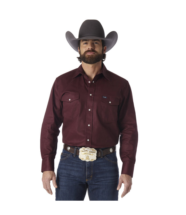 Wrangler Cowboy Cut Maroon Work Shirt - Diamond T Outfitters