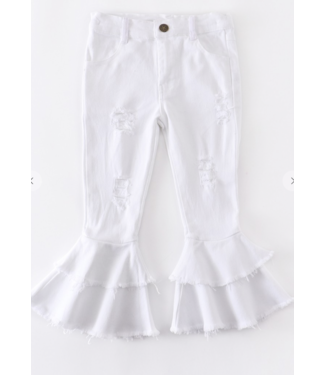 Diamond T Outfitters White Ruffle Flare