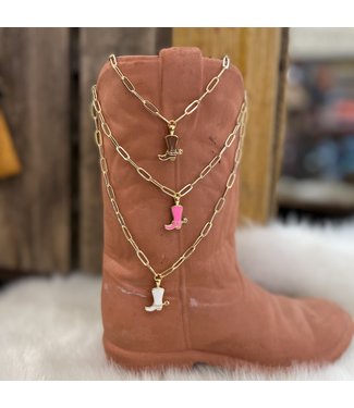Lauren Kenzie Paperclip Cowboy Boot Necklace