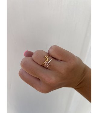 Cai Heart Initial Stackable Ring Silver