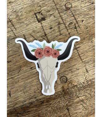 stickers NW Floral Cow Skull Decal