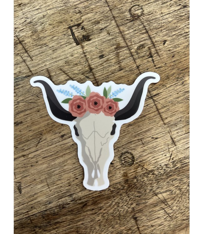 Floral Cow Skull Decal