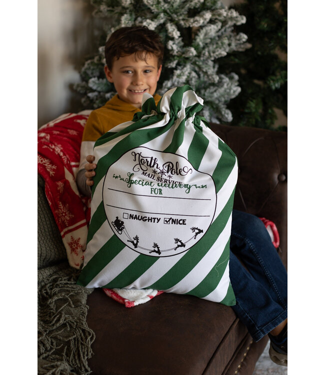 Green White Santa Sack