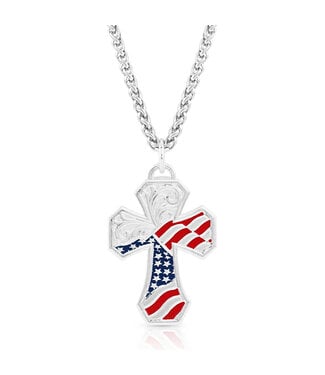 Patriotic Cross Nacklace AMNC5457