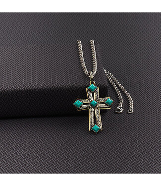 M&F Western Turquoise Cross Necklace D47436