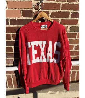 Bucketlist Texas Oversize Crew Sweater Scarlet Red