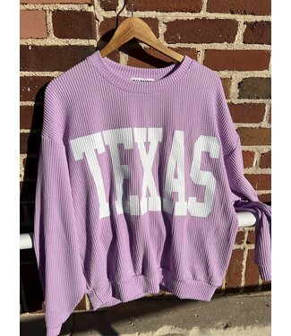 Bucketlist Texas Oversize Crew Sweater Lilac