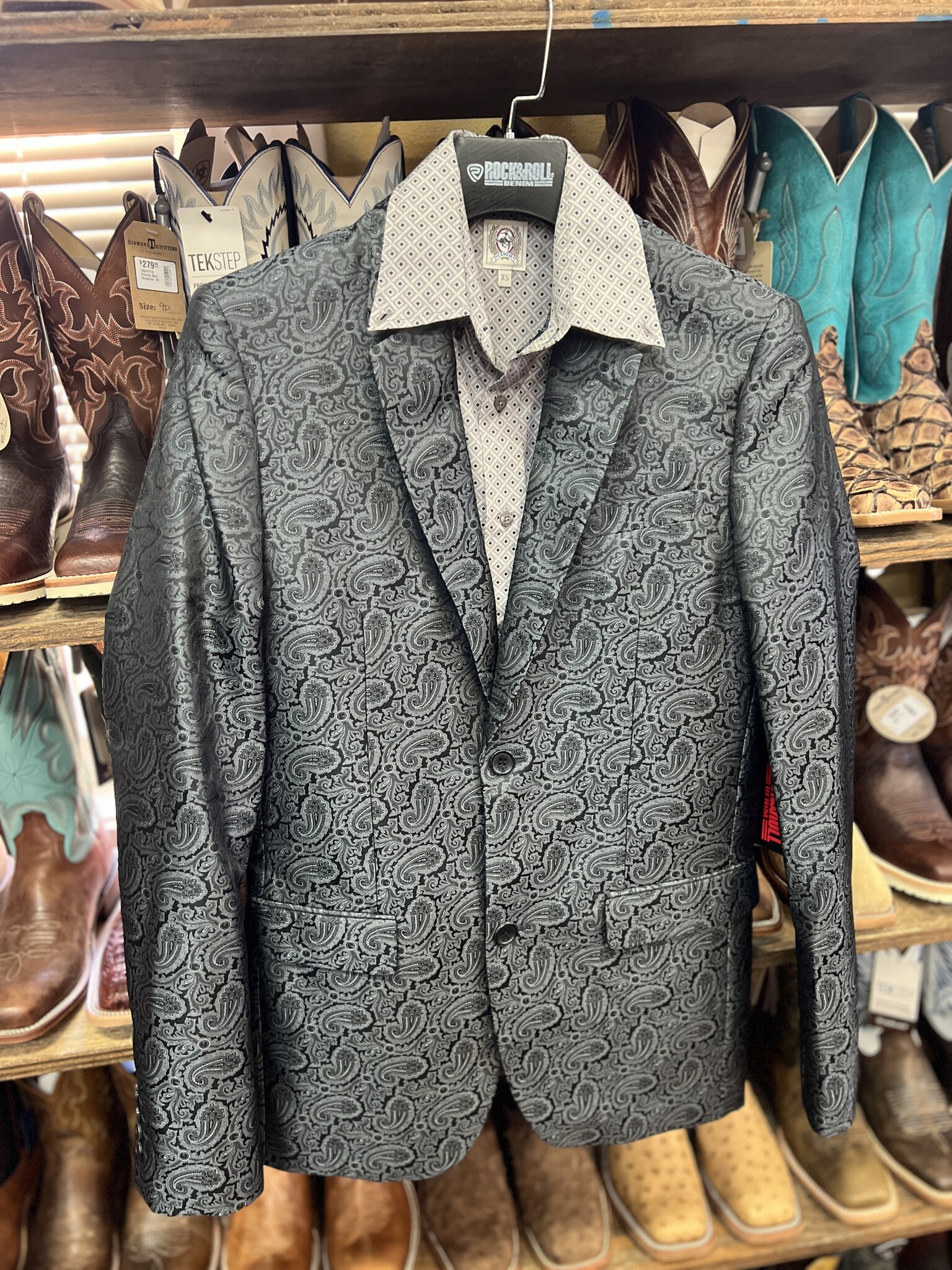 JAQUARD BLACK SPORTS COAT BM96C03634 - Diamond T Outfitters JAQUARD BLACK SPORTS COAT BM96C03634 - Diamond T Outfitters