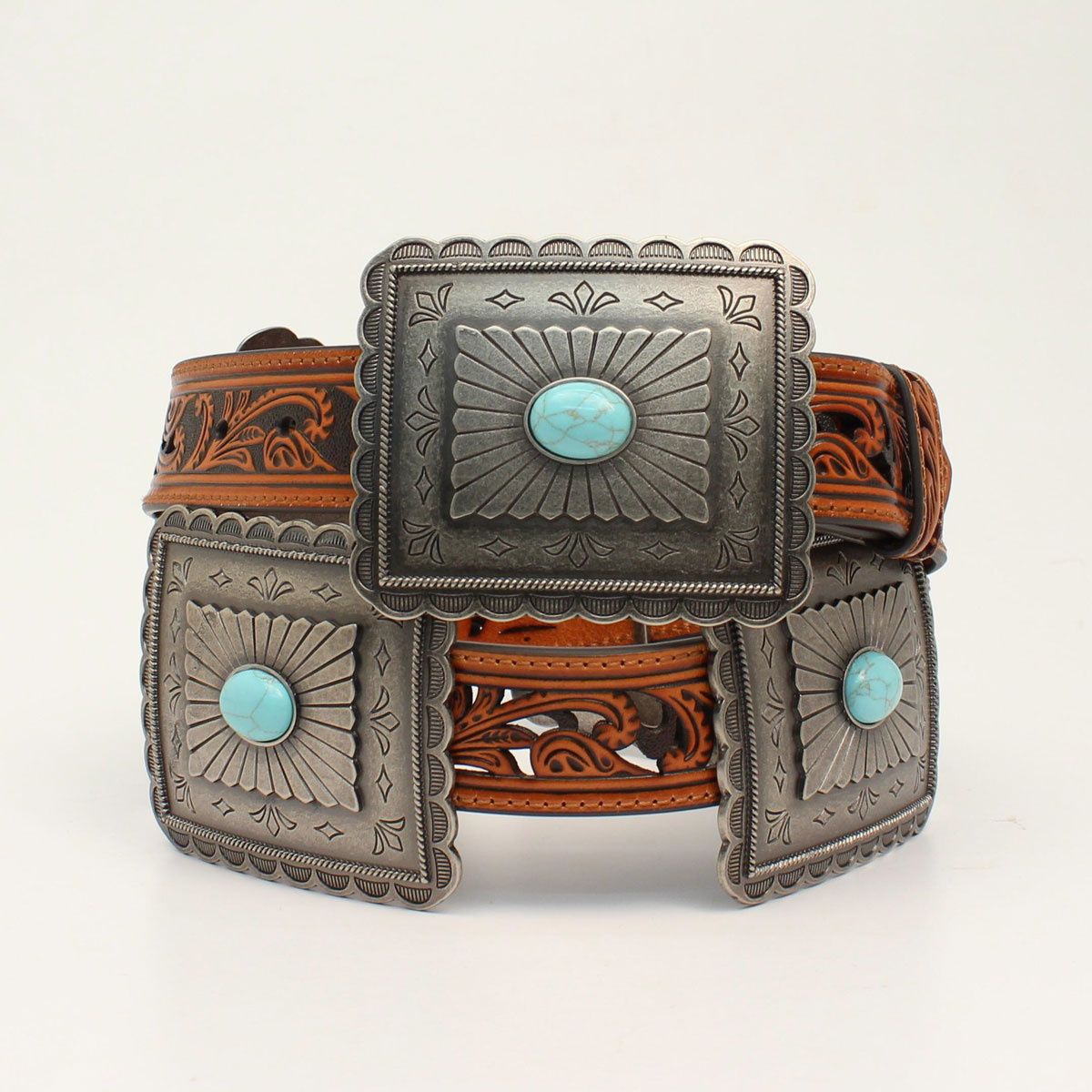 Ariat Brown Turq Concho Belt a1532108 - Diamond T Outfitters display picture 1