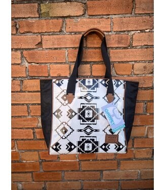 Hooey HCT003-WH BK  Whiteriver White / Black Aztec Pattern Classic Tote