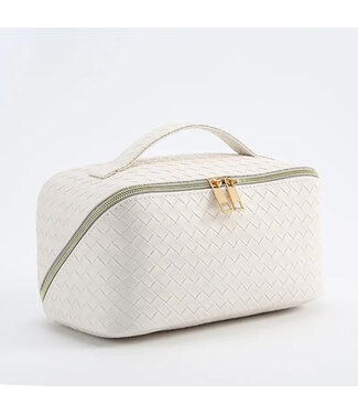 judson & co Basket Weave Travel Makeup Case White