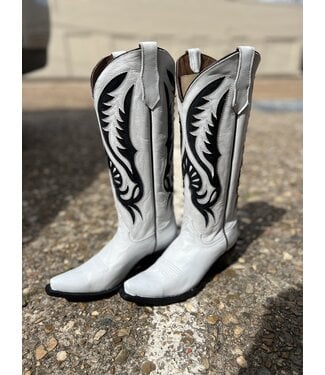 Corral Boot Co L6067 White and Black Inlay Snip Toe