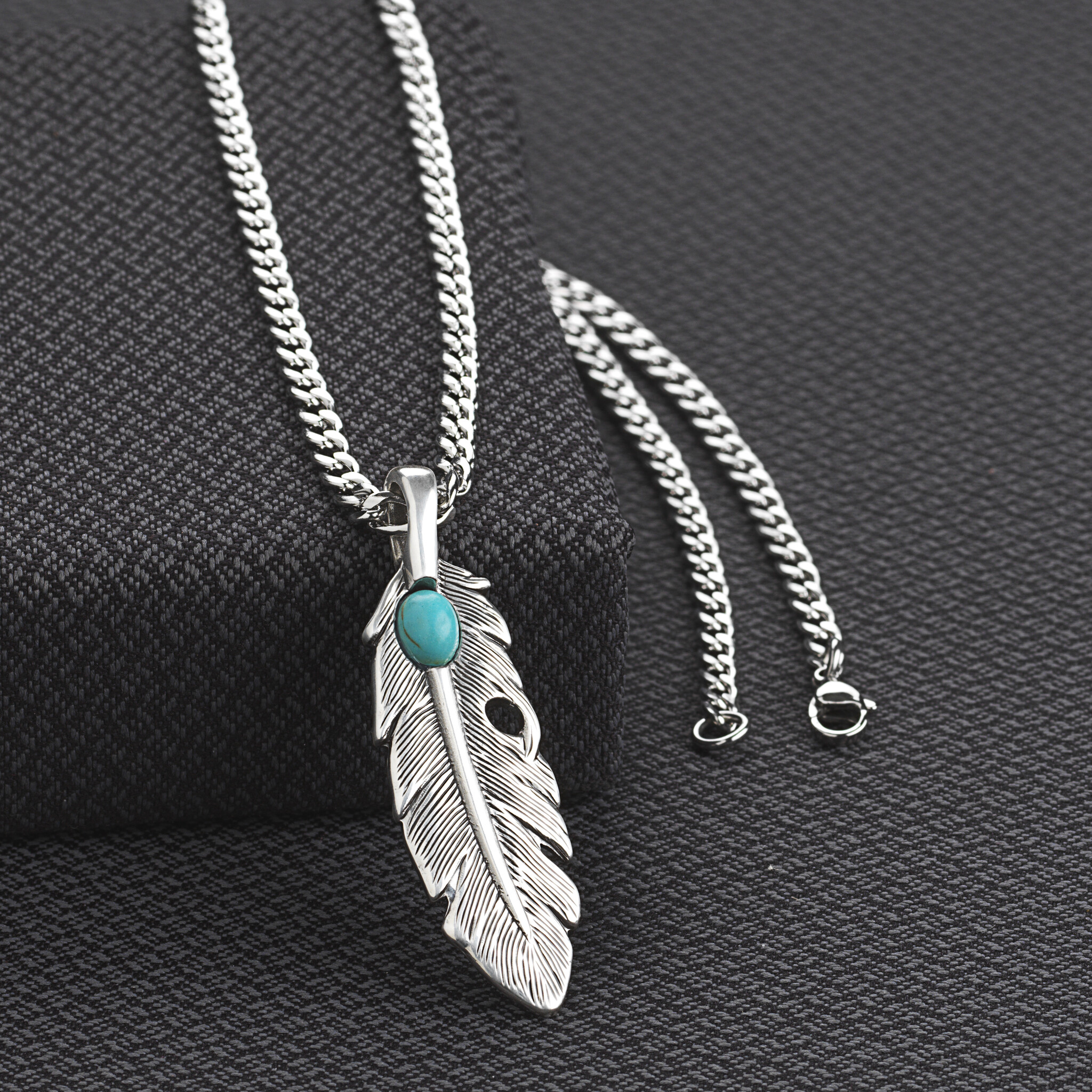 アクセサリー feather21&19chain with Turquoise アクセサリー