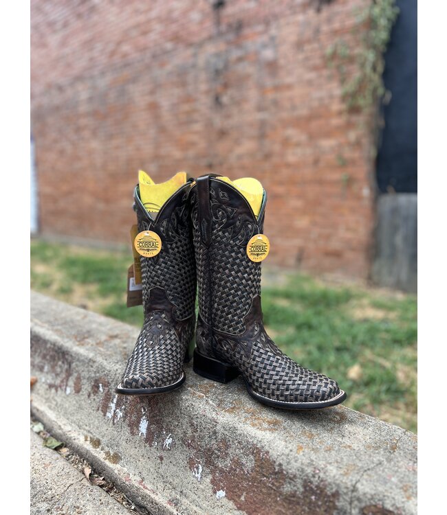 A4526 Chocolate Glitter Woven Boot