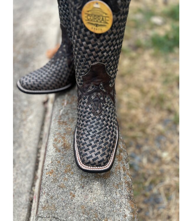 A4526 Chocolate Glitter Woven Boot