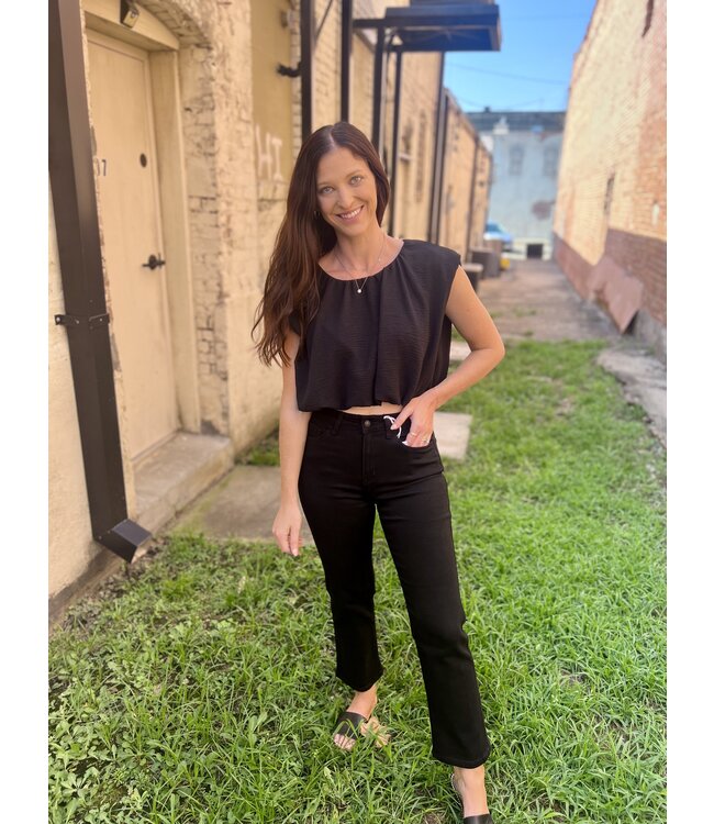 Victoria High Rise Blk Straight T5895