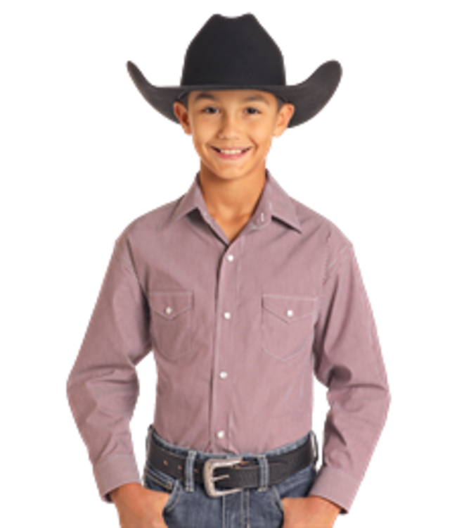 RBN2S04601 Boys Snap Burgundy