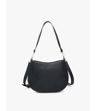 Jen & Co M2415 Raquel Whipstitch Trim Saddle Bag Black
