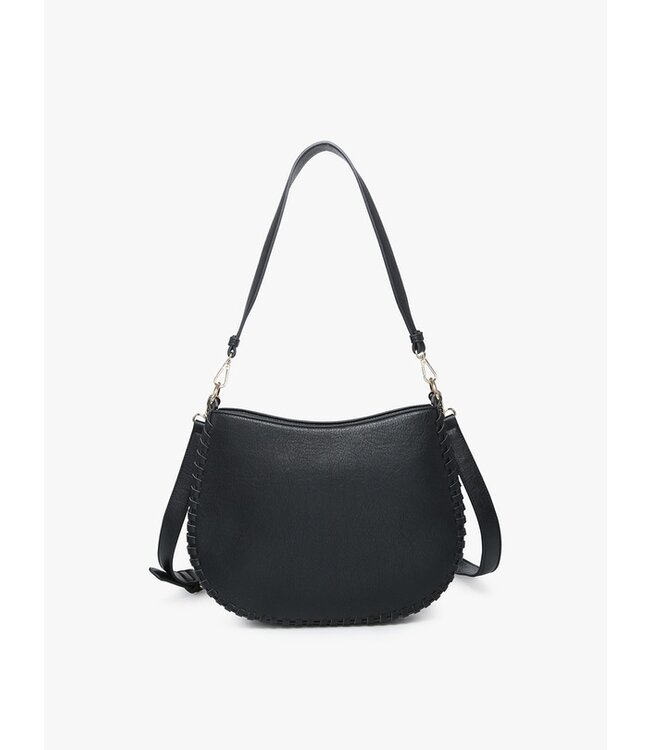 M2415 Raquel Whipstitch Trim Saddle Bag Black