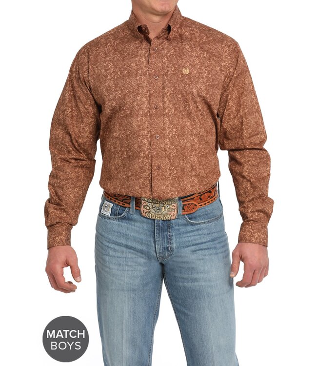 Mens LS Brown Print MTW1105832