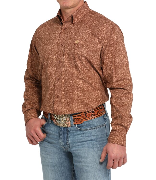 Mens LS Brown Print MTW1105832