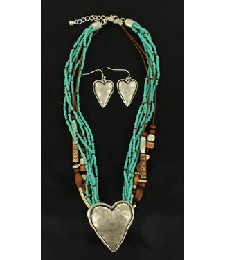 M&F Western Set MultiStrand Heart TQ
