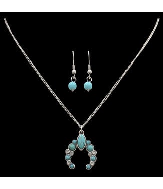 M&F Western SIL & TQ SQUASH BLOSSOM NECKLA
