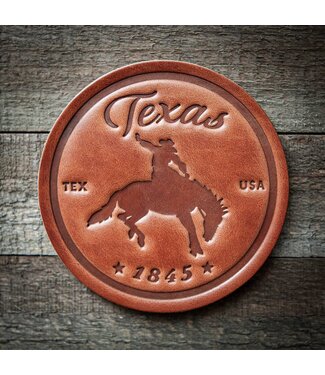 sugarhouse leather Texas Bronco Leather Coaster