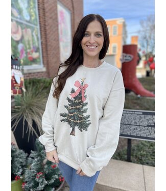 Golden Rose Coquette Bow Christmas Tree Sweatshirt SW03664