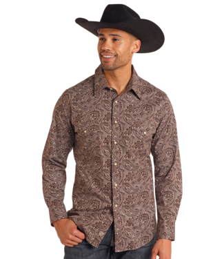 Panhandle Slim BMN2S05480 Paisley LS Snap Dark Brown